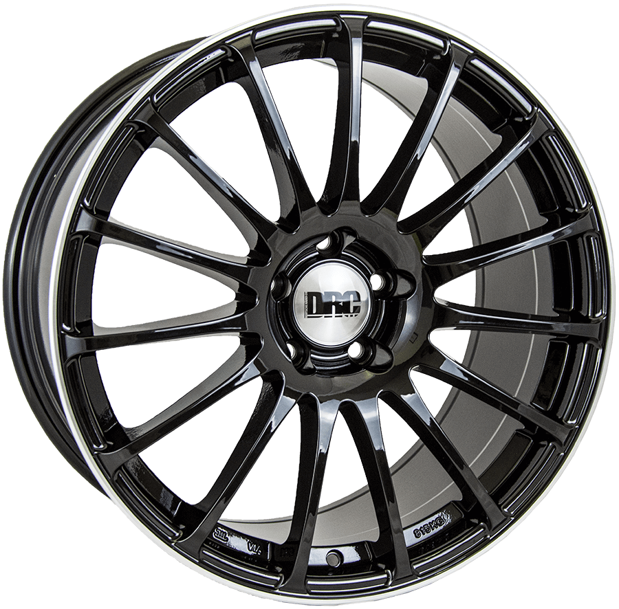 18" (5x108) DRC Rapide in a Gloss Black / Polished Rim Finish (Set of 4)