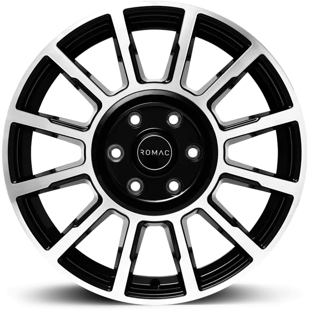 16" (5x108) ROMAC Stealth in a Gloss Black / Polished Finish (Set of 4)