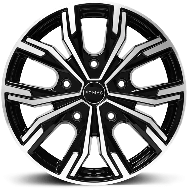 16" (5x108) ROMAC Torque in a Gloss Black / Polished Finish (Set of 4)